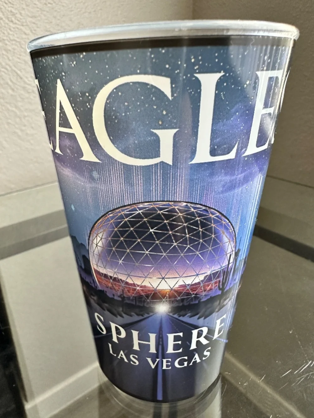 Las Vegas Sphere Eagles Concert Plastic Cup & VIP Mesh Trucker Hat Lot